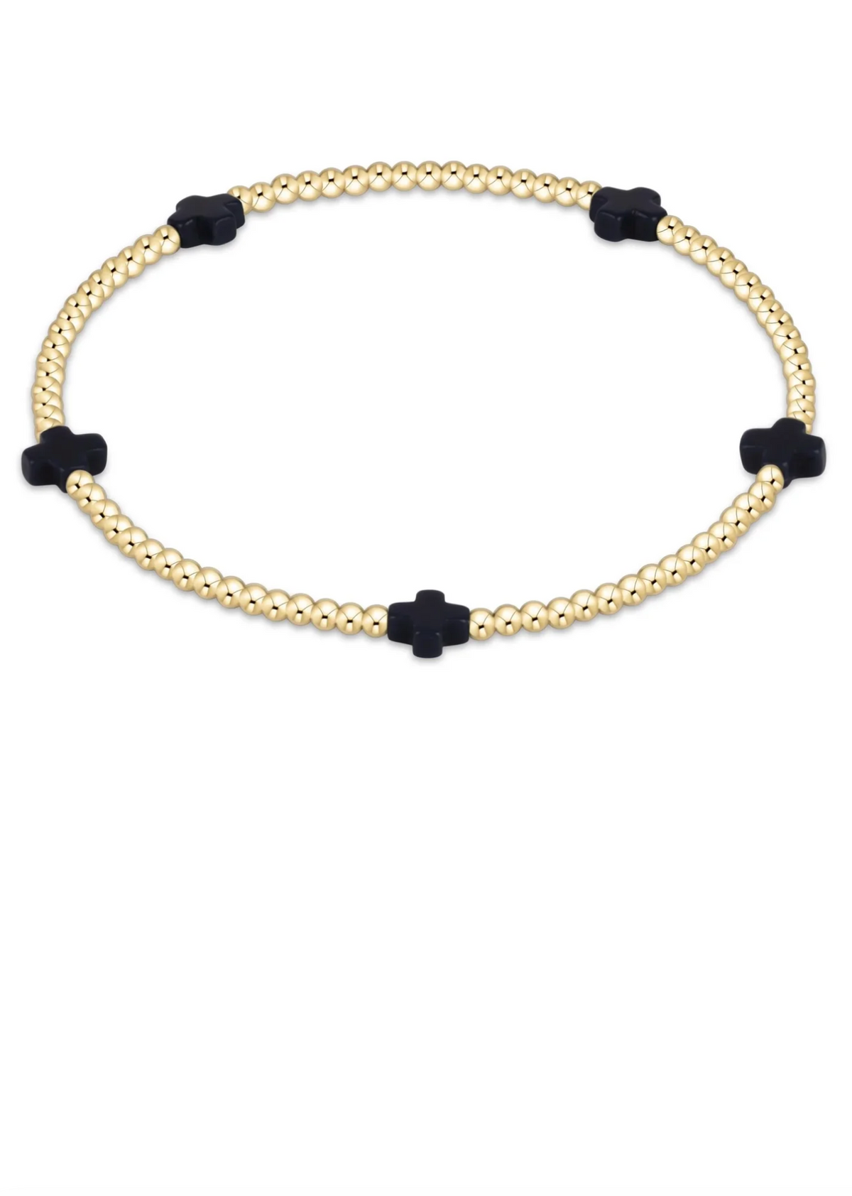E Newton Signature Cross Small 2mm Gold Bracelet Navy