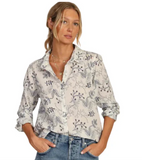 Dylan White & Navy  Lily Blouse