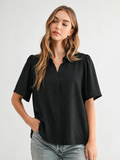 Joh Joy V Neck SS Blouse Black