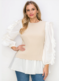 Joh Wanelle Top Khaki/White
