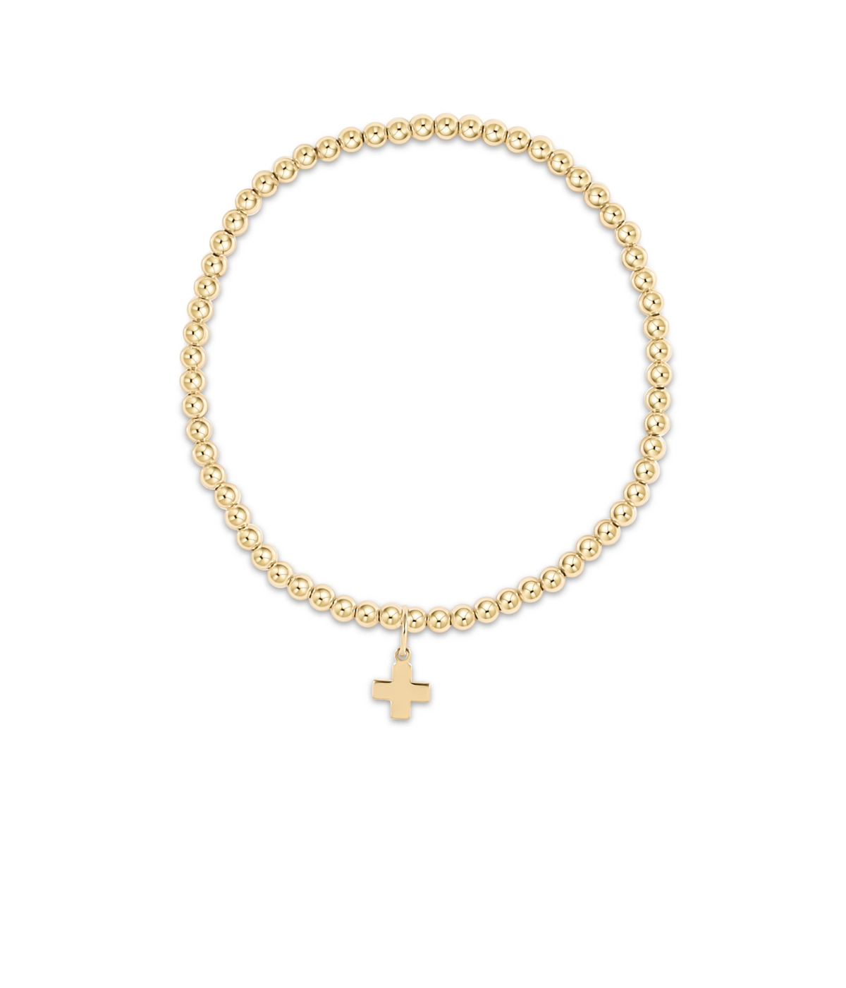 E Newton Classic Gold 3mm Signature Cross Gold Charm Bracelet
