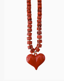 Abbie Heart Charm Necklace Red
