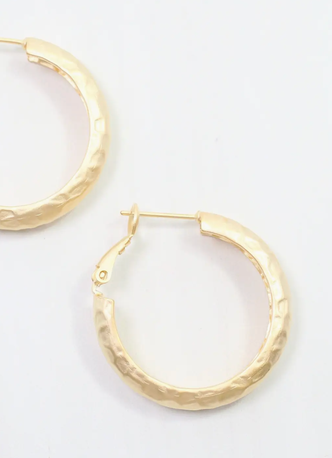 Caroline Hill Hammered Hoop Earrings Gold