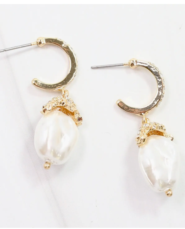 Caroline Hill Priscilla Pearl Earring Gold