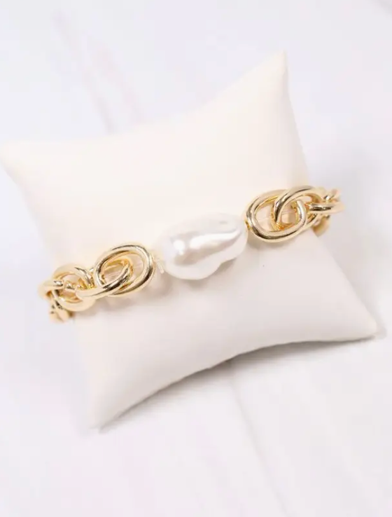 Caroline Hill Harrie Link Bracelet Pearl