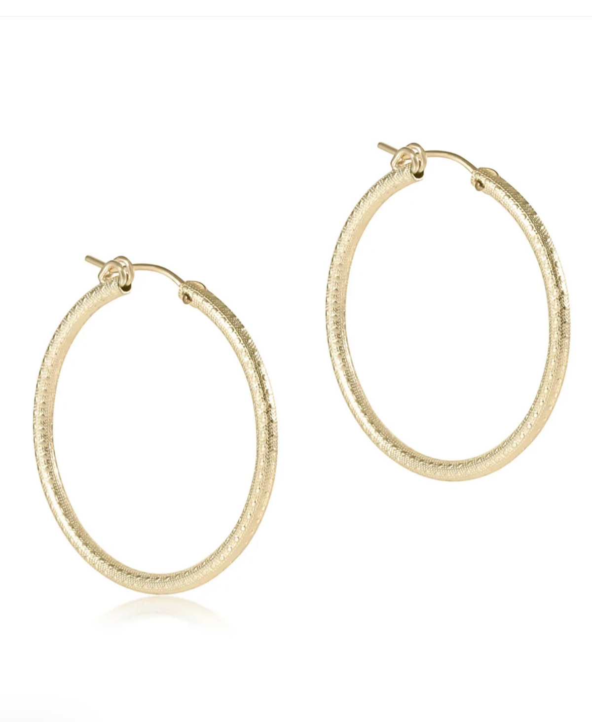 E Newton Round Gold 1.25" Hoop Earring Textured