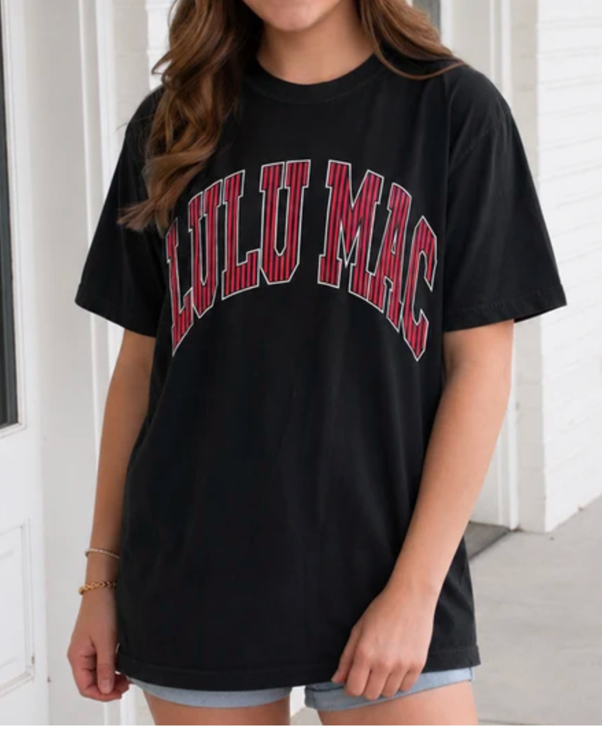 Lulu Mac Striped Tee Black Red