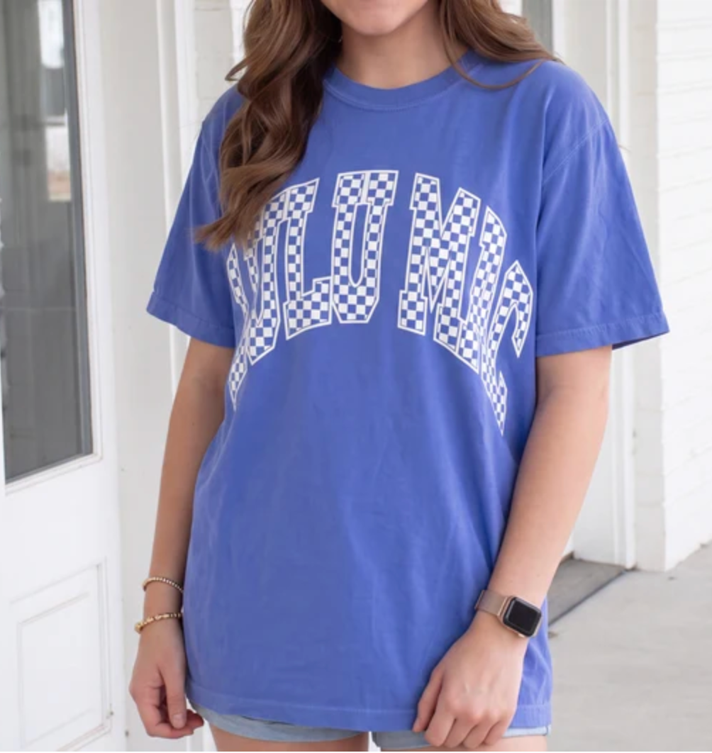 Lulu Mac Checkered Tee Flo Blue