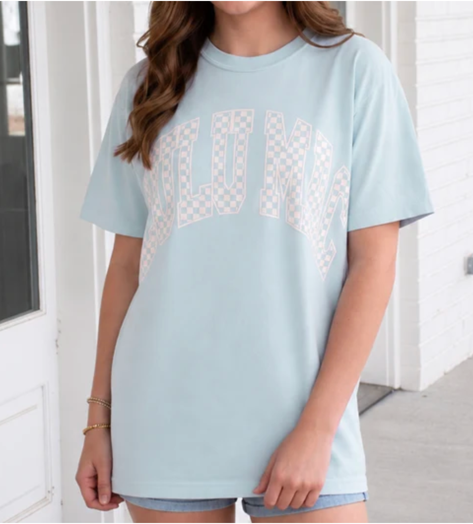 Lulu Mac Checkered Tee Chambray