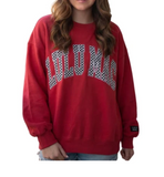Lulu Mac Crimson Houndstooth Stitch Sweatshirt