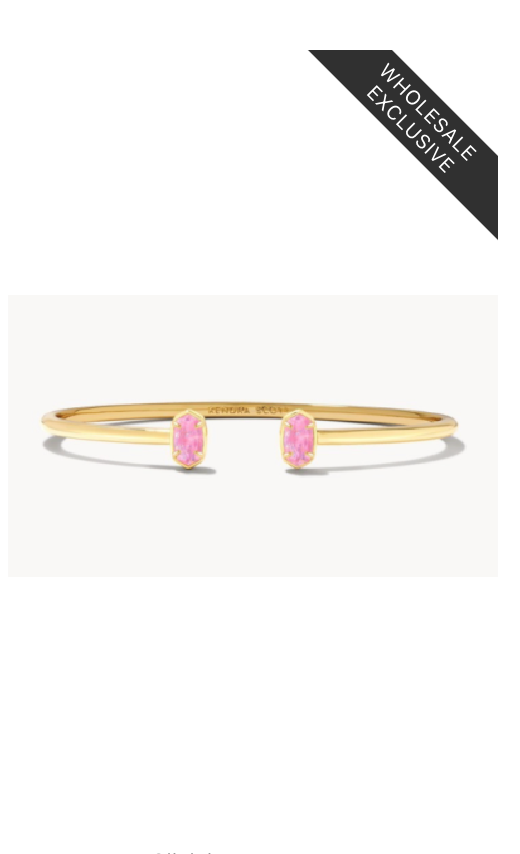 Kendra Scott Emilie Cuff Bracelet Gold Pink Iridescent Glitter Glass