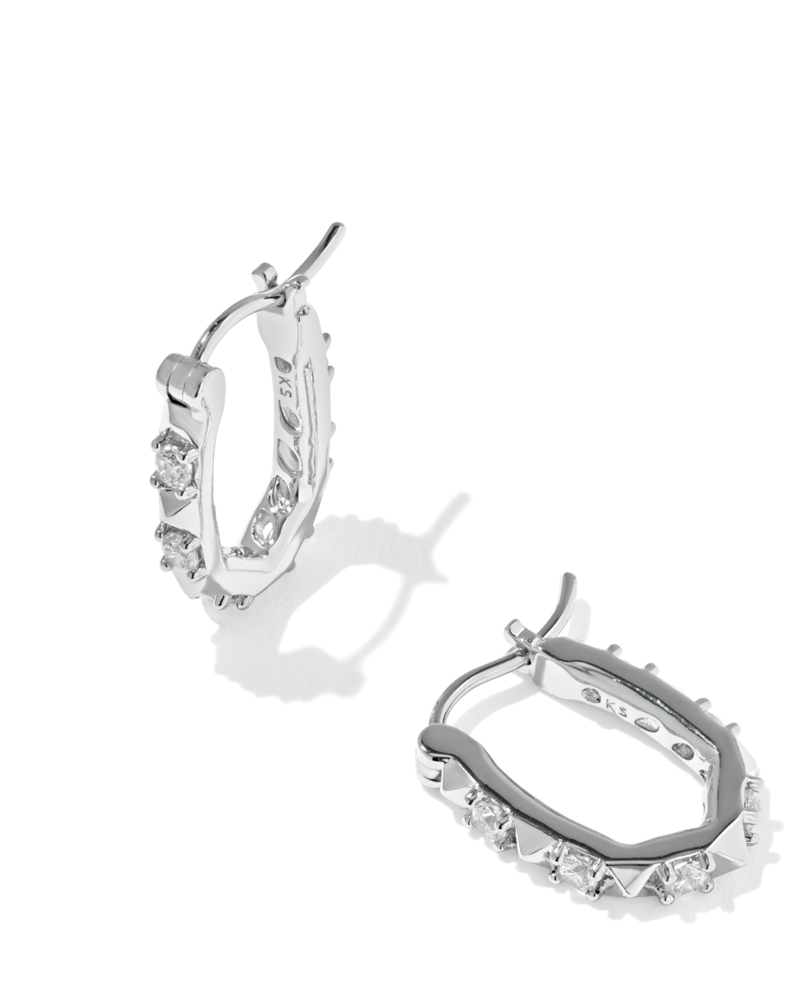Kendra Scott Fate Silver Huggie Earrings White Cz
