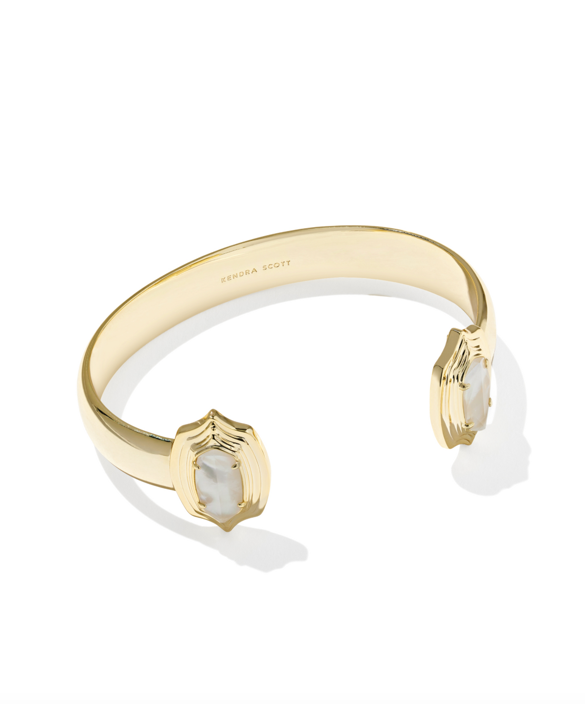 Kendra Scott Elton Stepped Frame Gold Cuff Bracelet Ivory Mother of Pearl