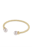 E Newton Classic Gold 3mm Bead Cuff Pearl