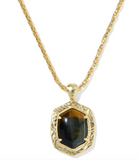 Kendra Scott Tiger Striped Daphne Vintage Gold Small Long Pendant Necklace (various)