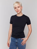 Charlie B Double Cloth Short Sleeve T Shirt Black