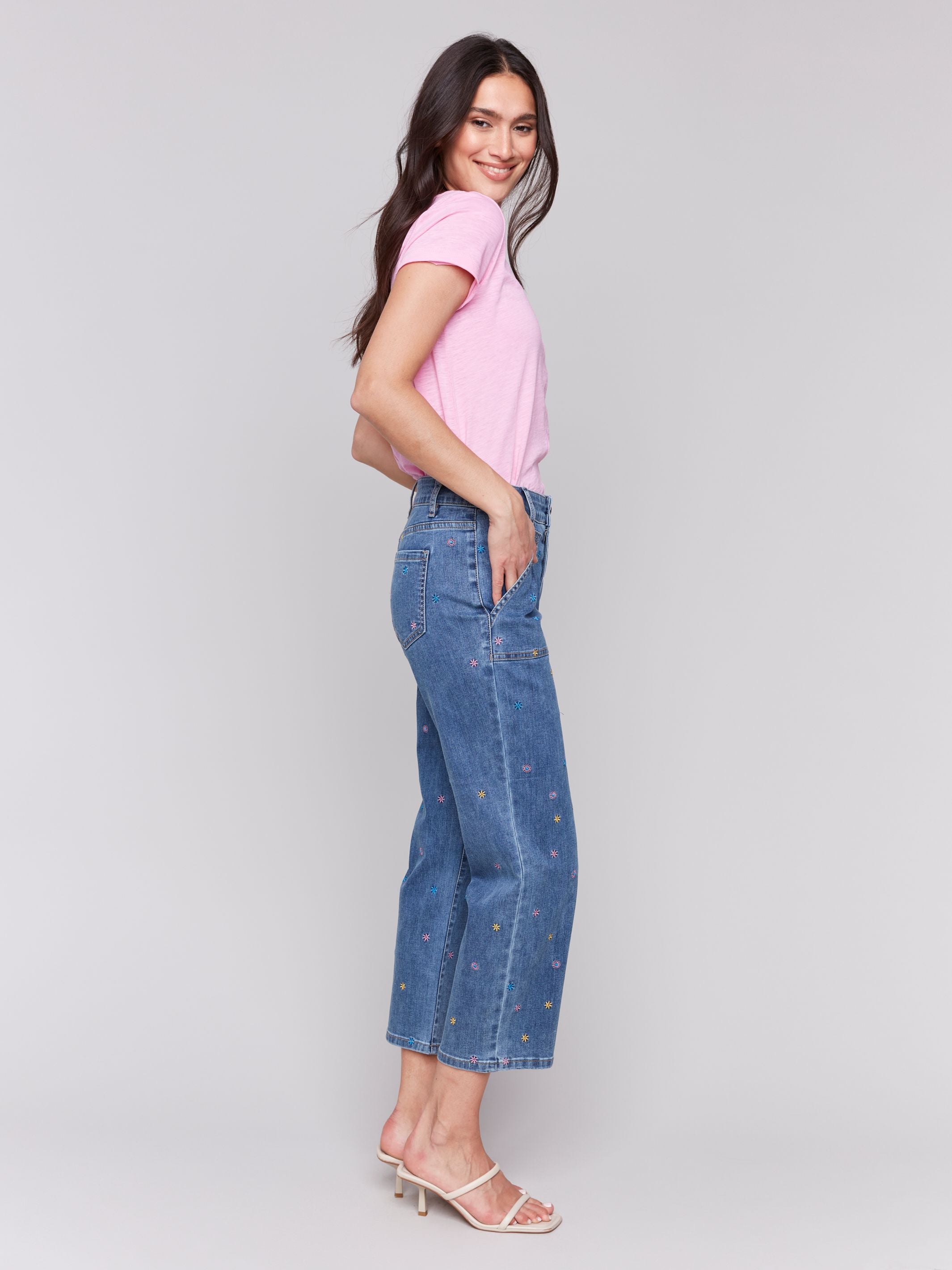 Charlie B Embroidered Jean Medium Blue