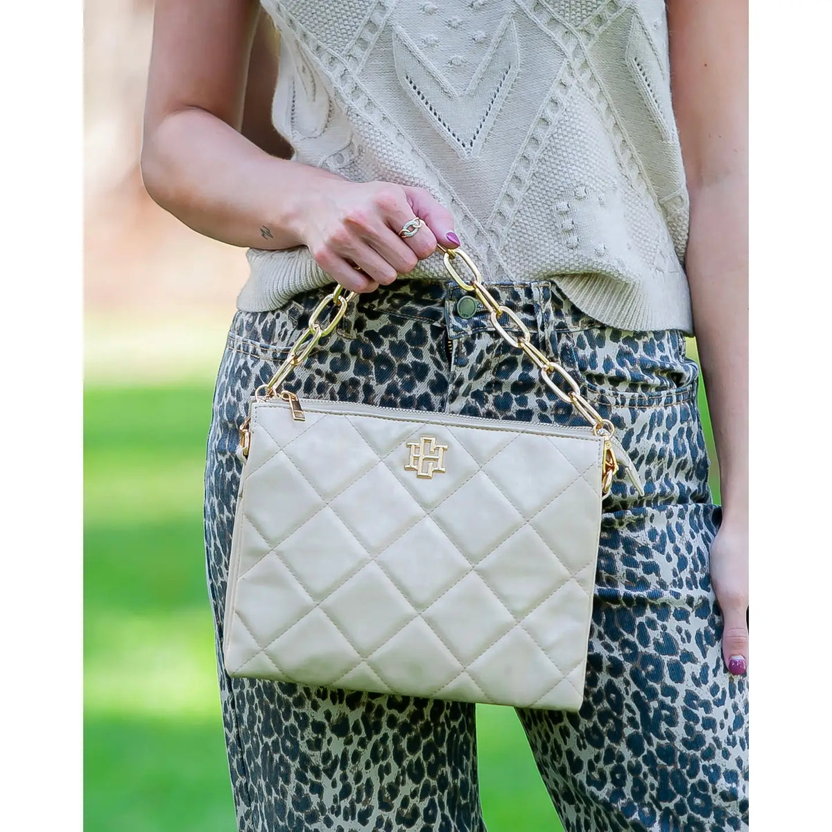 Caroline Hill Ariana Crossbody Gold Shimmer Ld