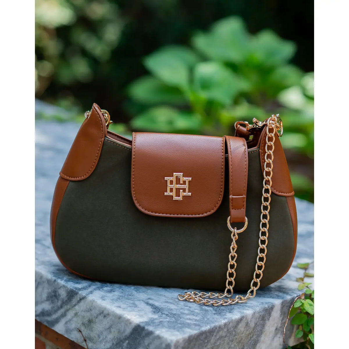 Leighton Crossbody Olive Suede