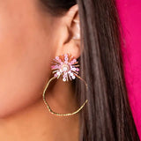 Taylor Shaye pink mix sequin sunburst hoops