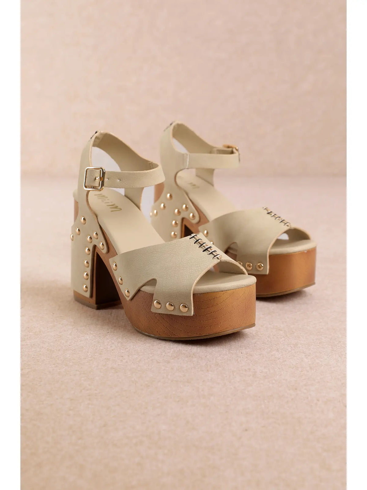 Rebel Front Stitch Platform Heel Beige