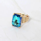 Emerald Cut Stone Adjustable Ring Various