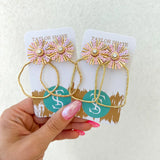 Taylor Shaye pink mix sequin sunburst hoops