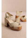 Rebel Front Stitch Platform Heel Beige