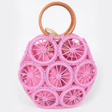 Faux Straw Round Tote Bag Various