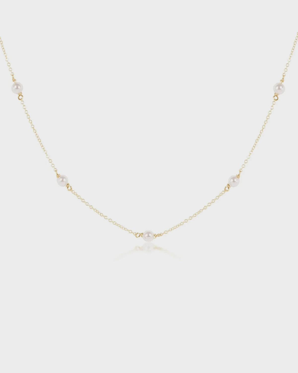 E Newton 17" Choker Simplicity Chain Gold 4mm Pearl