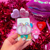 Taylor Shaye Valentine Glitter Hoops -baby pink