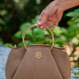 Brooks Bag with Rings Latte Suede