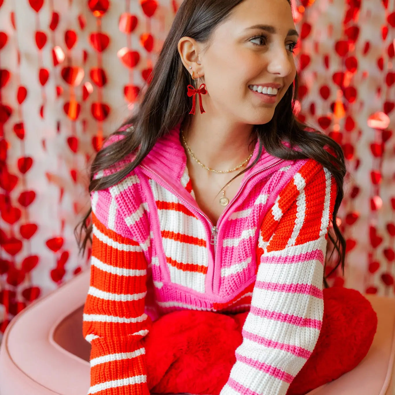 Taylor Shaye Lovie Bow Hoops- RED mirror earrings