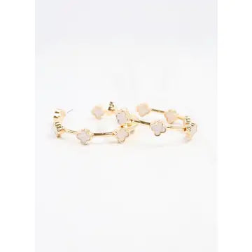 Stevens Clover Hoop Earring Gold