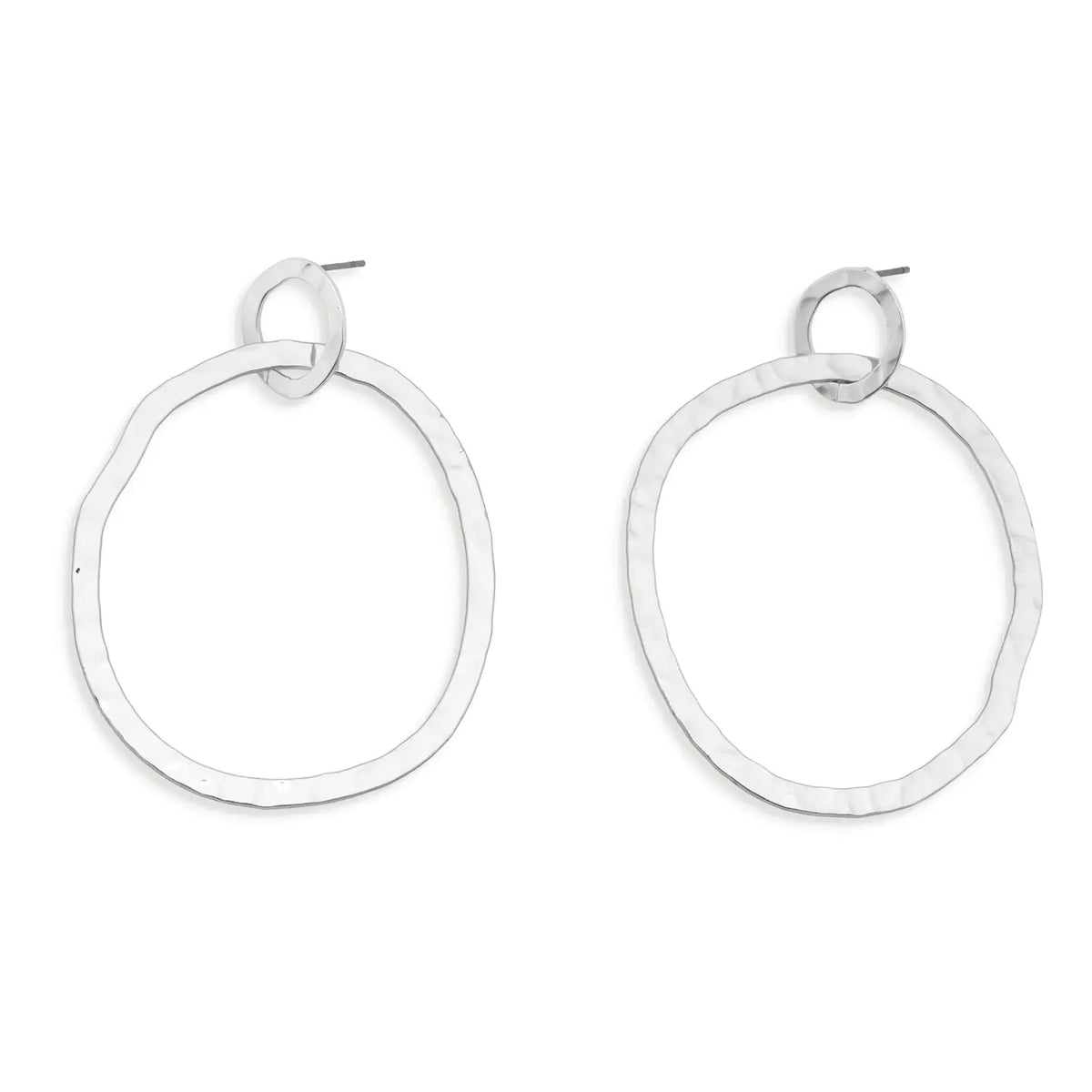 Leslie Curtis Rebecca Hammered Silver Hoop Earrings