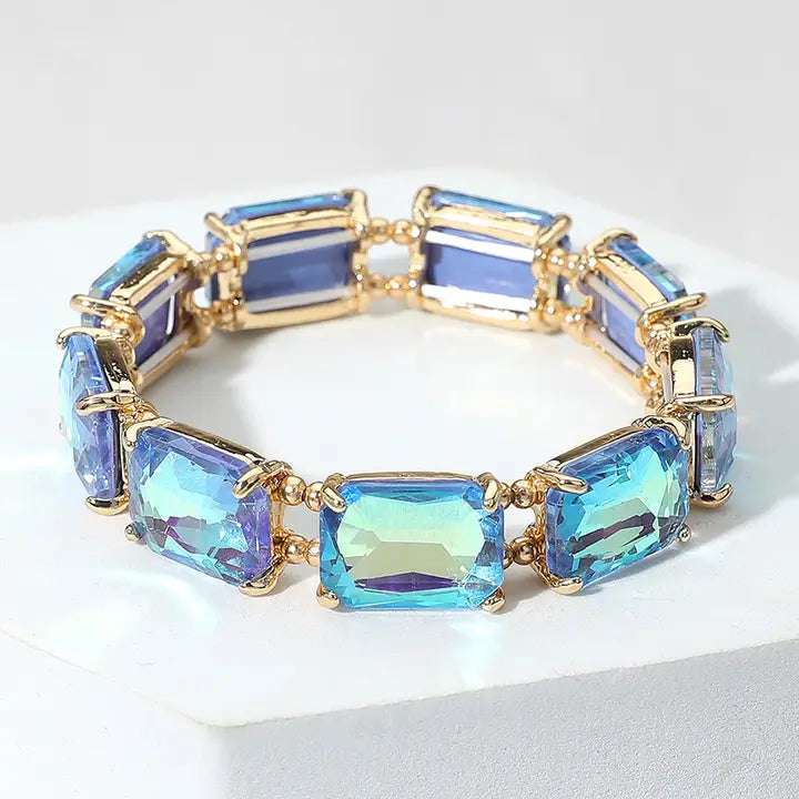 Emerald Cut Gem Stretch Bracelet