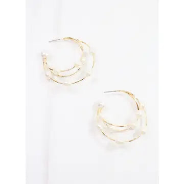 Marley Triple Pearl Hoop Earring Gold