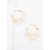 Marley Triple Pearl Hoop Earring Gold