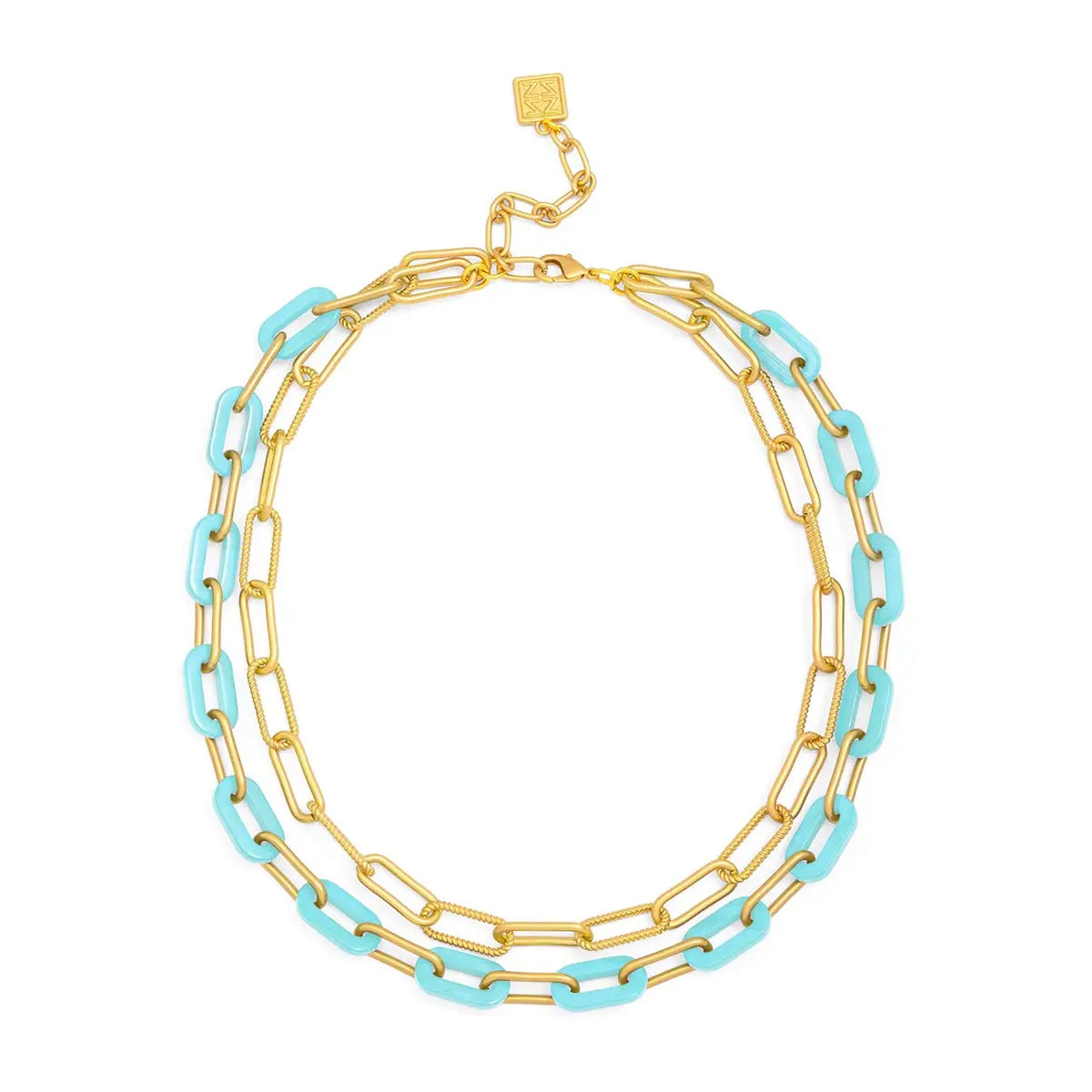 Resin Link Layered Necklace Blue