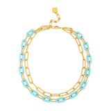 Resin Link Layered Necklace Blue