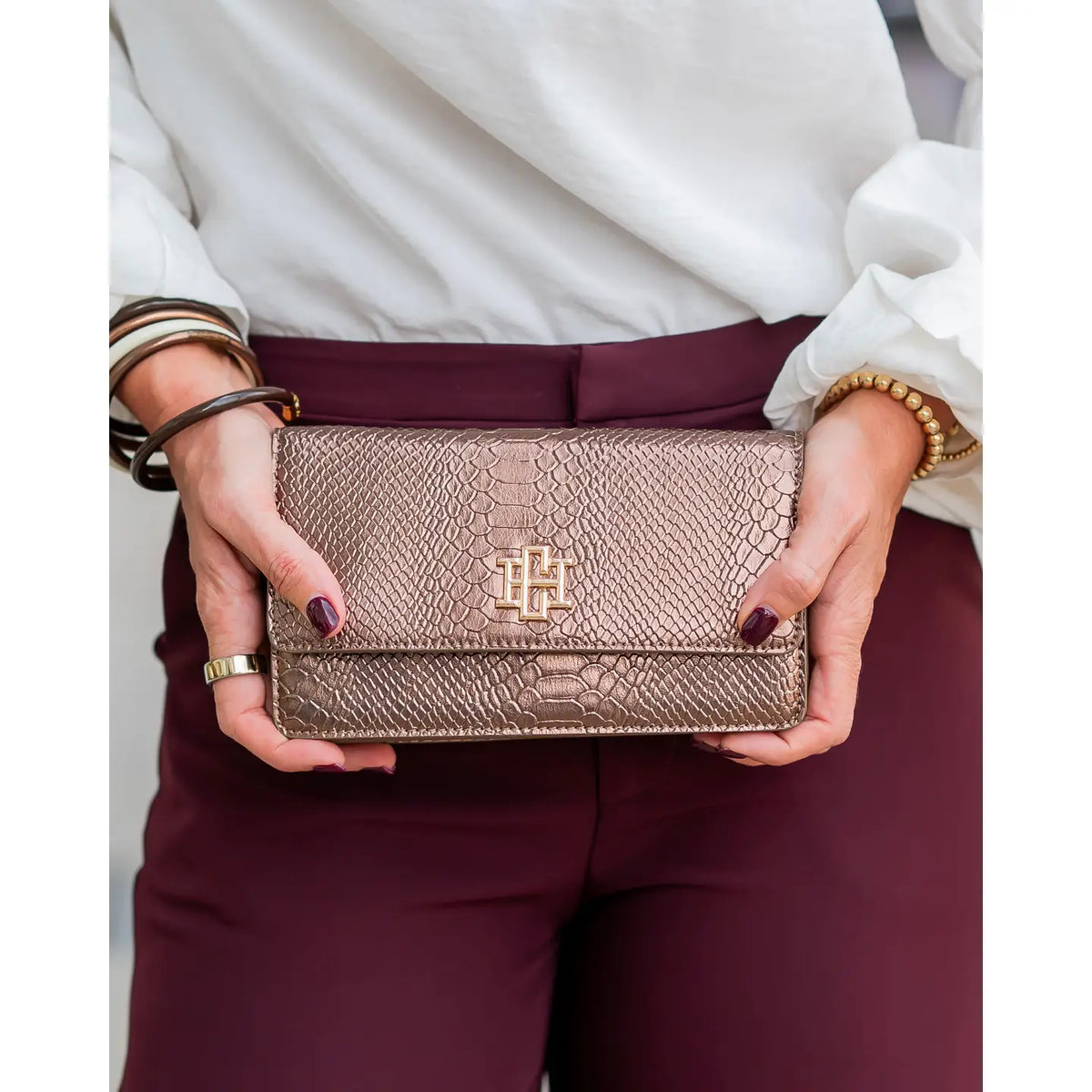 Brynleigh Clutch Crossbody Bronze Snake