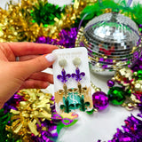 Taylor Shaye Mardi Acrylic Triple Fleur de Lis earrings