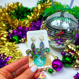 Taylor Shaye Mardi Sequin Fleur-de-Lis earrings