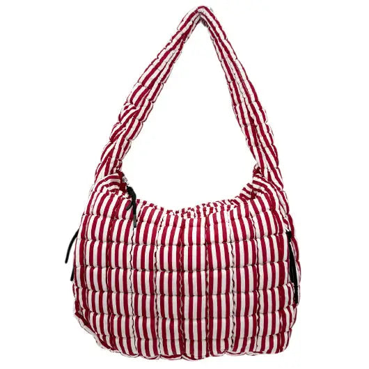 Puffer Quilted Handbag Stripe Red/White