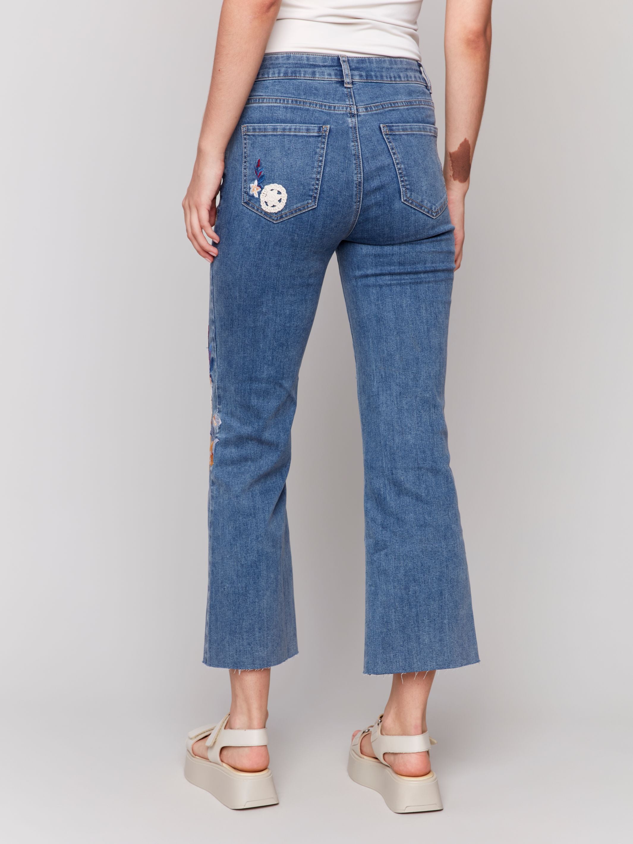 Charlie B Embroidered Crochet Jean Medium Blue