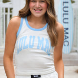 Lulu Mac Tank White w Light Blue