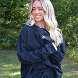 Lulu Mac Waffle Top Black