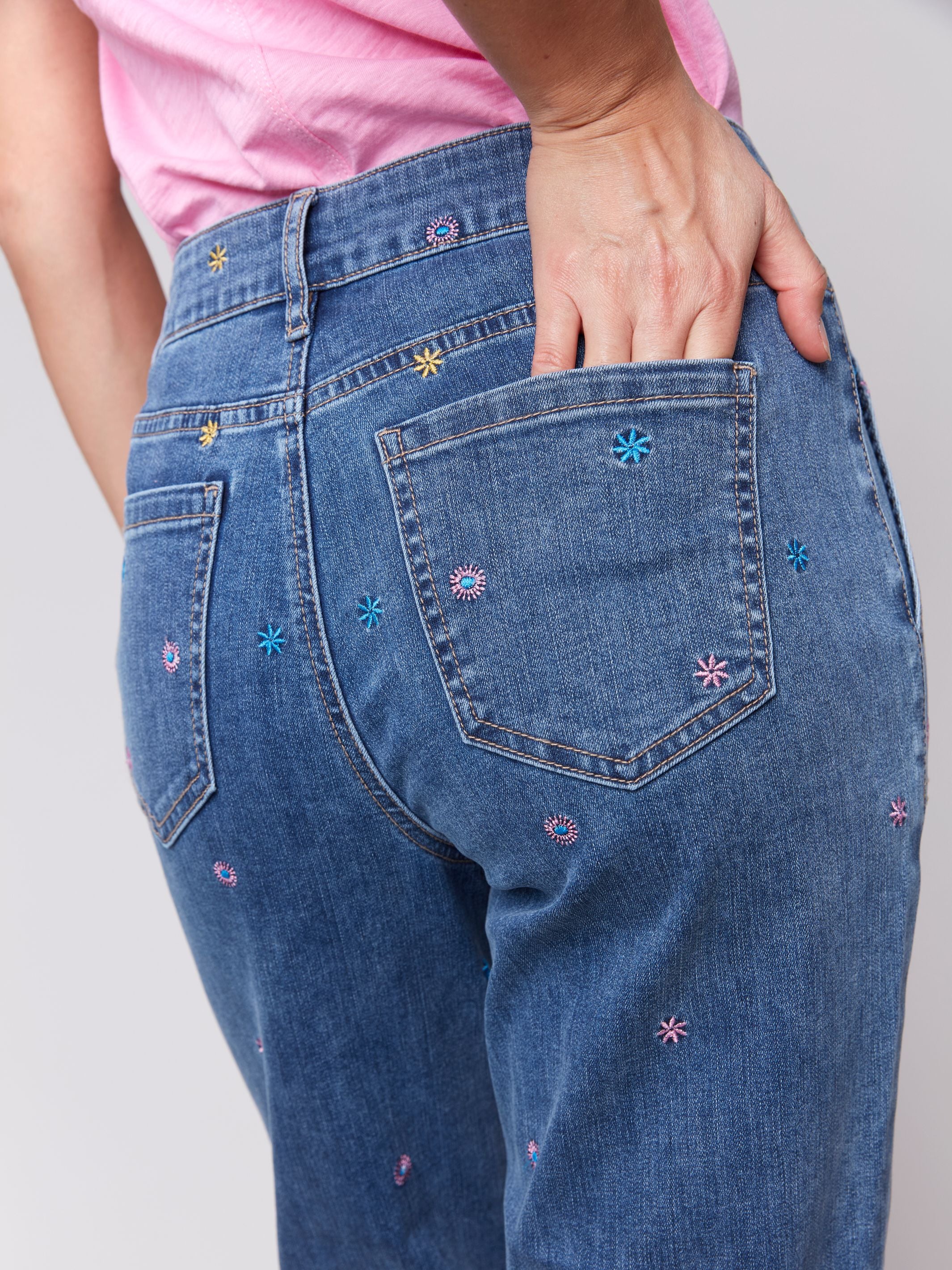 Charlie B Embroidered Jean Medium Blue