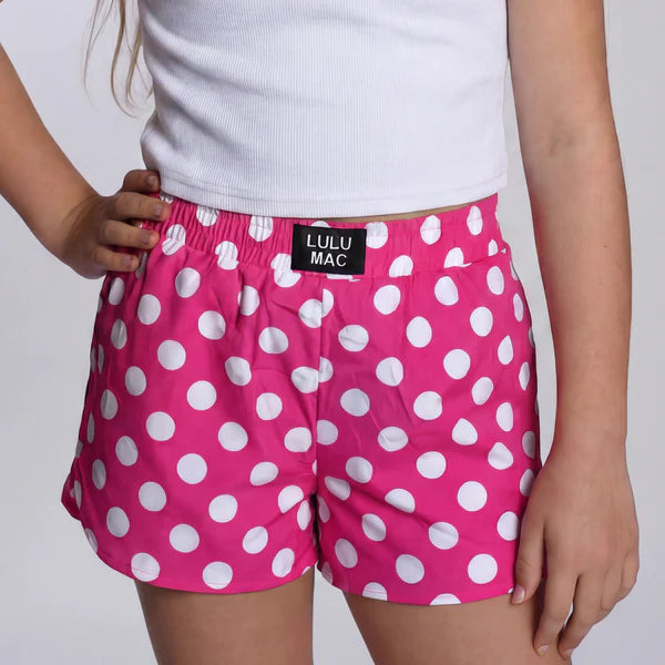 Lulu Mac Polka Dot Shorts Hot Pink/White
