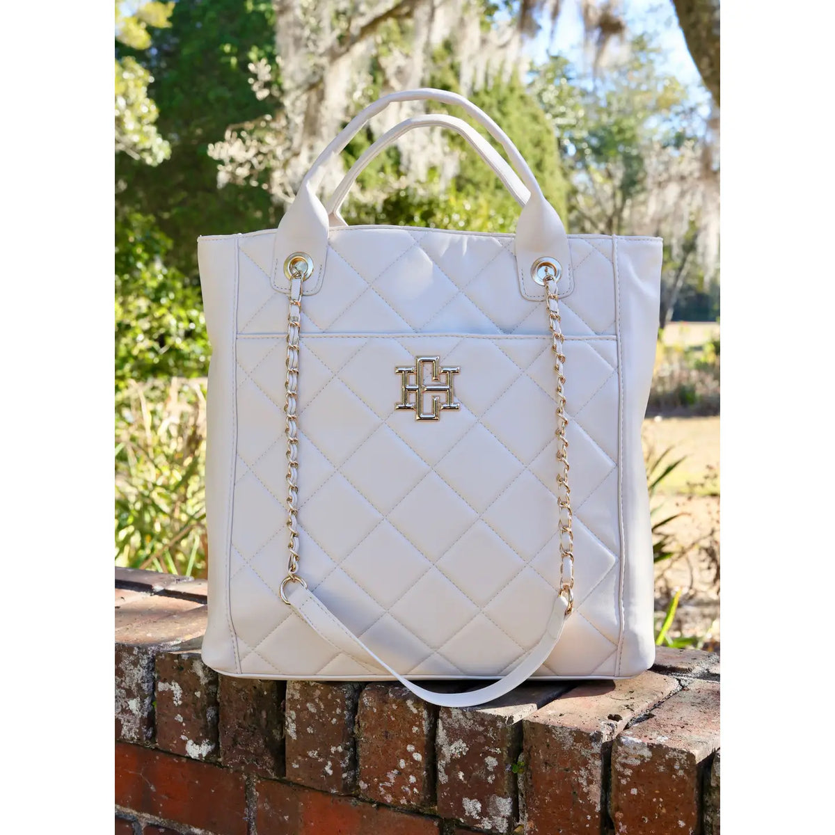 Caroline Hill Kinzley Tote Cream Quilted LD